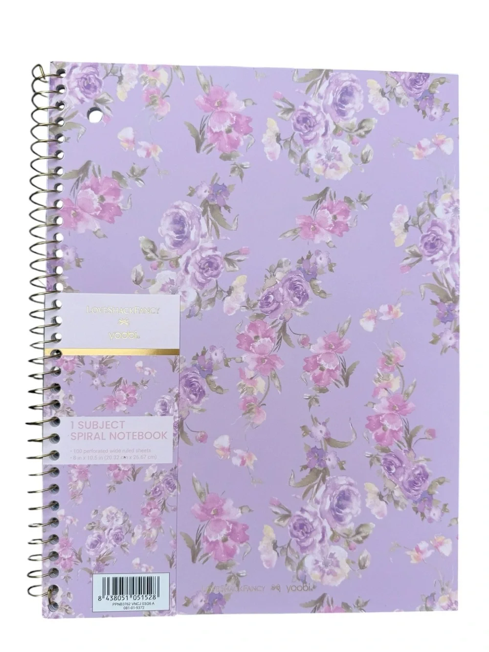 LoveShackFancy purple Floral Spiral Notebooks Set of 4 Happy Thoughts Hibiscus